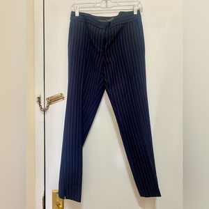 J crew Devin fit pinstripe white/navy wool pants, size 2